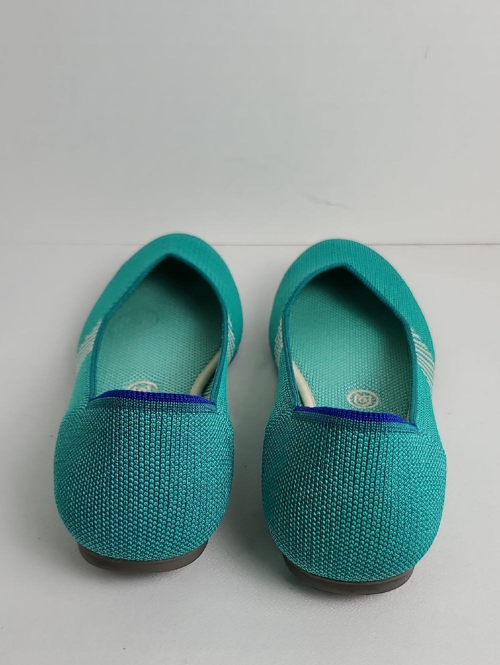 Rothy's The Flat In Calypso Teal Aqua Turquoise Round Toe Slip In Ballet Shoe - Picture 8 of 16